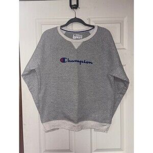Champion Authentic Womens L Athletic Wear Pullover Spellout Crewneck Sweatshirt